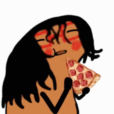A Cartoon Of A Person Eating A Pepperoni Pizza GIF