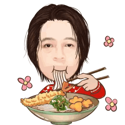 A Cartoon Of A Person Eating Noodles With Chopsticks Sticker