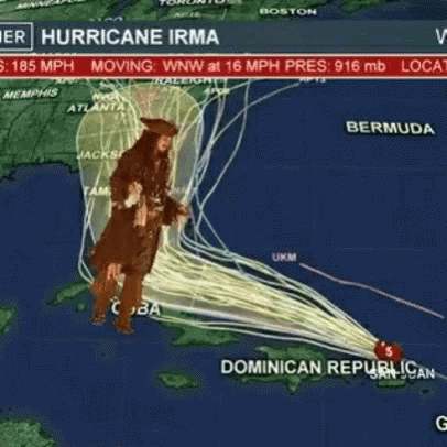 A Cartoon Of A Person Flying Through The Air With A Hurricane In The Background GIF