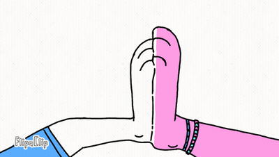 A Cartoon Of A Person Giving A Thumbs Up With Their Feet . GIF