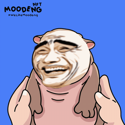 A Cartoon Of A Person Holding A Cat With The Words Nft Moodeng Written On The Bottom GIF