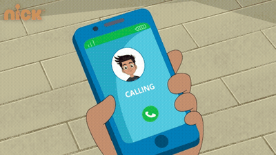 A Cartoon Of A Person Holding A Cell Phone With A Nick Logo In The Corner GIF