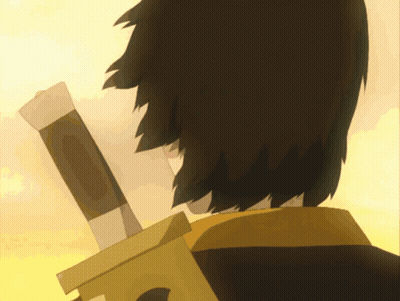 A Cartoon Of A Person Holding A Sword In Their Hand GIF