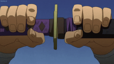A Cartoon Of A Person Holding A Sword With A Purple Sheath GIF