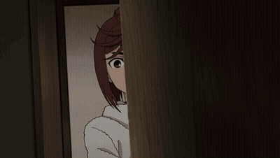 A Cartoon Of A Person In A Red Room With A Clock Behind Them GIF