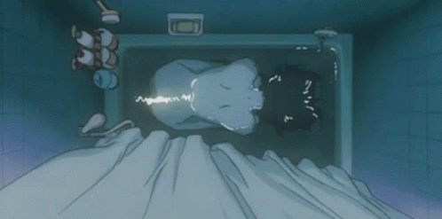 A Cartoon Of A Person Laying In A Bathtub With A White Curtain GIF