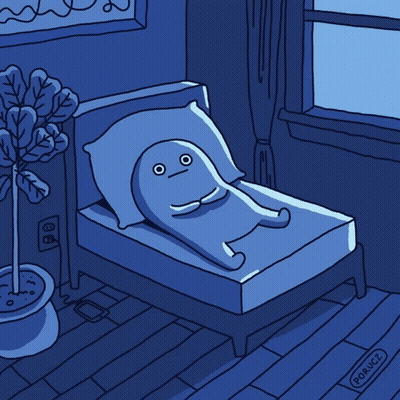 A Cartoon Of A Person Laying On A Bed With The Name Porucz On The Bottom Right GIF