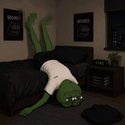 A Cartoon Of A Person Laying On Their Back With A Sign That Says $ Bored GIF
