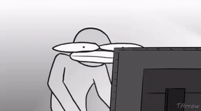 A Cartoon Of A Person Looking At A Computer Screen . GIF