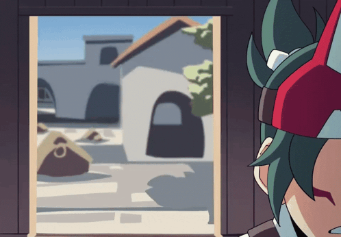 A Cartoon Of A Person Looking Out Of A Window GIF