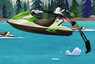 A Cartoon Of A Person On A Jet Ski GIF