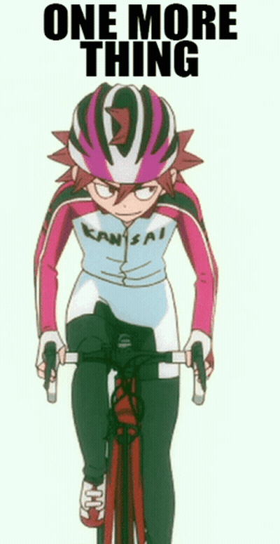 a cartoon of a person riding a bike with the words one more thing below them