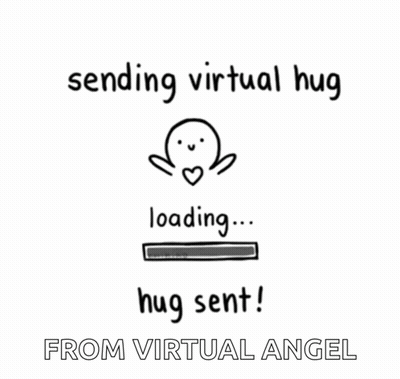 A Cartoon Of A Person Sending A Virtual Hug And A Hug Sent . GIF