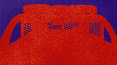 A Cartoon Of A Person Sitting On A Couch With A Purple Background GIF