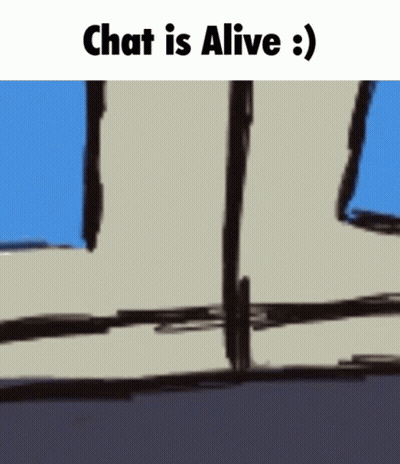 A Cartoon Of A Person Standing In Front Of A Window With The Caption Chat Is Alive . GIF