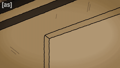 A Cartoon Of A Person Standing On A Set Of Stairs With The Words [ As ] Below Them GIF