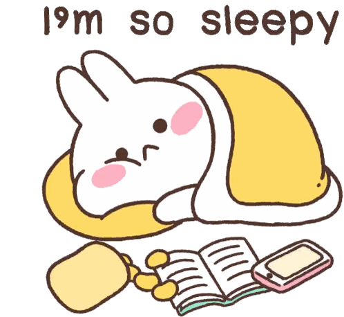 A Cartoon Of A Person Under A Blanket With The Words " I 'M So Sleepy " On The Bottom Sticker