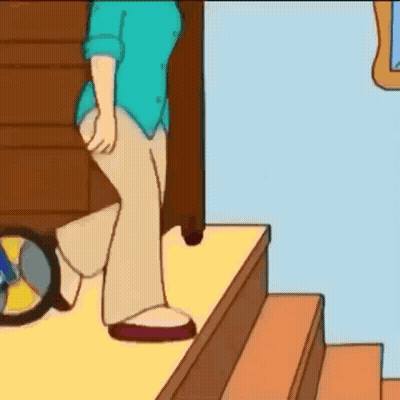 A Cartoon Of A Person Walking Up A Set Of Stairs GIF