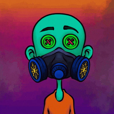 A Cartoon Of A Person Wearing A Gas Mask With Crossed Eyes GIF