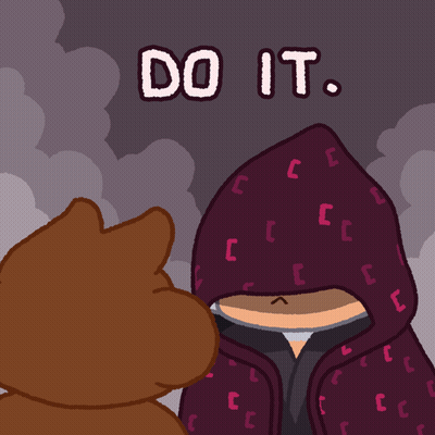 A Cartoon Of A Person With A Hood And The Words Do It Below Them GIF