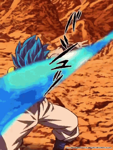A Cartoon Of A Person With Blue Hair And A Blue Sword GIF