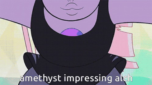 A Cartoon Of A Person With The Words Amethyst Impressing Alch GIF