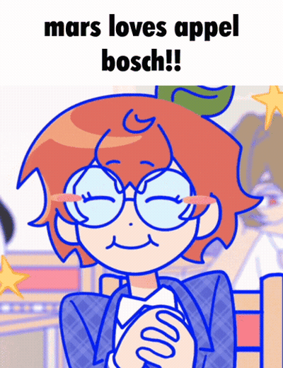 A Cartoon Of A Person With The Words Mars Loves Appel Bosch Written Above Them GIF
