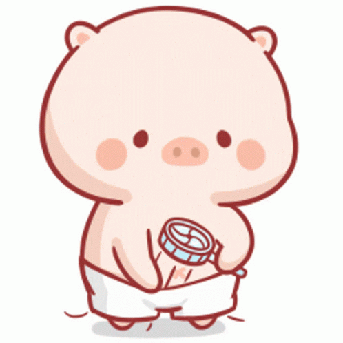 A Cartoon Of A Pig Holding A Bottle And A Compass GIF
