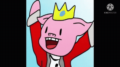 A Cartoon Of A Pig Wearing A Crown And Waving His Hand . GIF