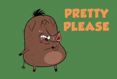 A Cartoon Of A Pig With The Words Pretty Please Behind It GIF