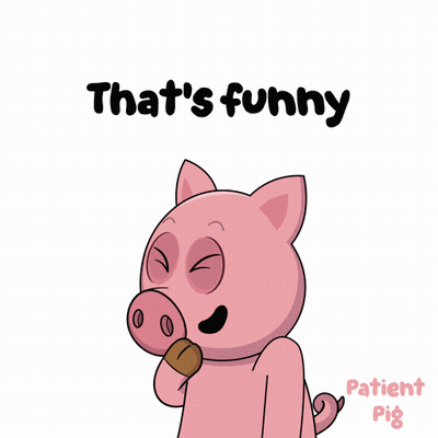 A Cartoon Of A Pig With The Words That 'S Funny Behind It GIF