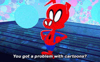 A Cartoon Of A Pig With The Words " You Got A Problem With Cartoons " On The Bottom GIF