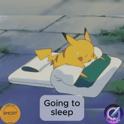 A Cartoon Of A Pikachu Sleeping On A Bed That Says Going To Sleep On It GIF