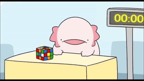 A Cartoon Of A Pink Axolotl With Blood Pouring Out Of Its Mouth And A Clock Reading 05.04 GIF
