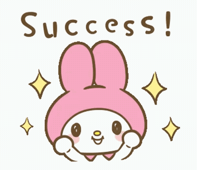 A Cartoon Of A Pink Bunny Says Success GIF