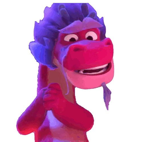 A Cartoon Of A Pink Dragon With Its Mouth Open Sticker