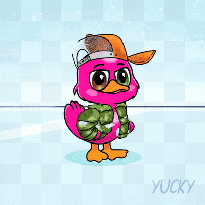 A Cartoon Of A Pink Duck With The Words " You 'Re Cooked " Written Above It GIF