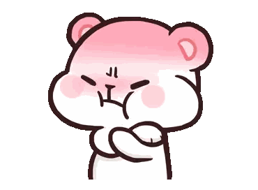 A Cartoon Of A Pink Teddy Bear With An Angry Expression On His Face Sticker