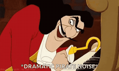 A Cartoon Of A Pirate Playing A Piano And Saying Dramatic Pirate Noise GIF