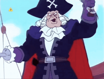 A Cartoon Of A Pirate With The Number 7 On The Bottom Left GIF