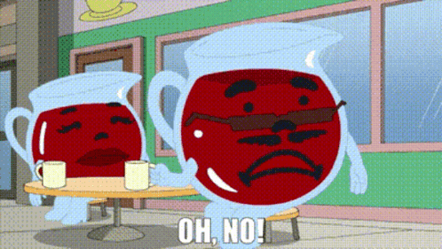 A Cartoon Of A Pitcher With A Sad Face Says " Oh No " GIF