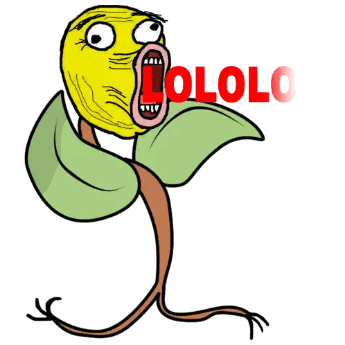 A Cartoon Of A Plant With A Yellow Face And The Word Lololo In Red Sticker