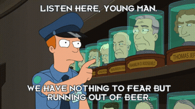 A Cartoon Of A Police Officer Standing In Front Of A Display Of Heads With The Caption Listen Here Young Man GIF
