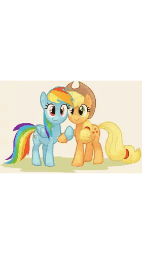 A Cartoon Of A Pony Hugging Another Pony With Wings Sticker