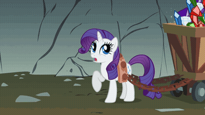 A Cartoon Of A Pony Pulling A Cart With Crystals GIF