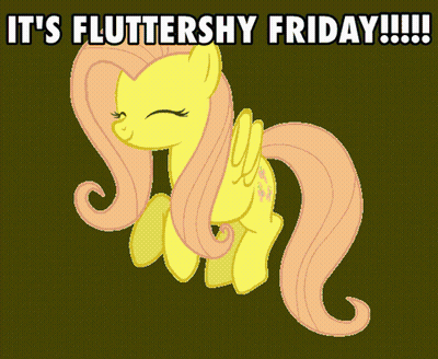 A Cartoon Of A Pony With The Words It 'S Fluttershy Friday GIF