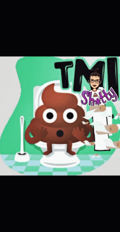 A Cartoon Of A Poop Sitting On A Toilet With The Words Tmi Shitty GIF