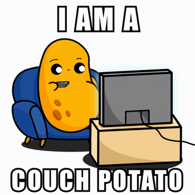 A Cartoon Of A Potato Sitting On A Couch Watching A Tv GIF
