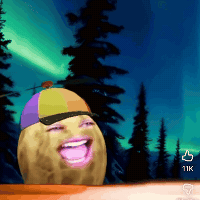A Cartoon Of A Potato Wearing A Hat And Smiling With The Number 11K Below It GIF