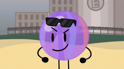 A Cartoon Of A Purple Ball Wearing Sunglasses And A Smile GIF